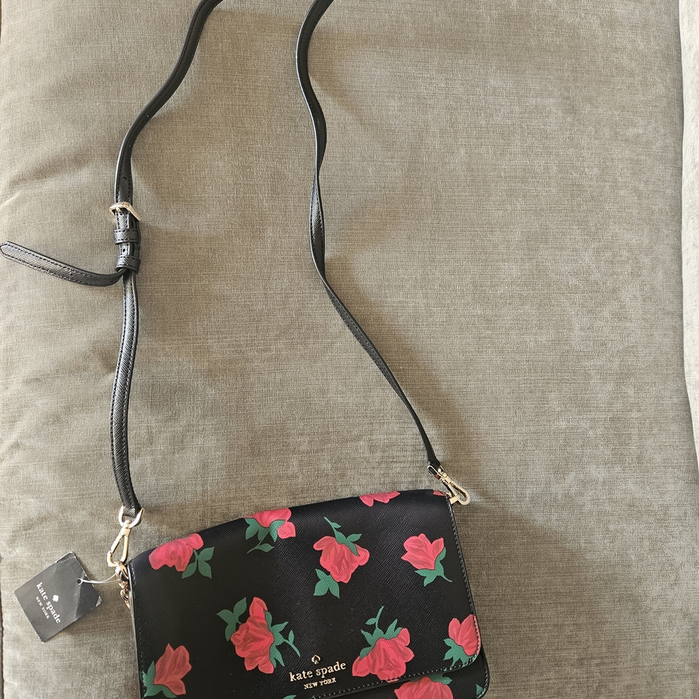 Kate Spade Black Floral Crossbody Bag